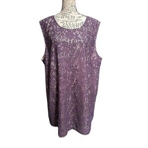 Signature Collection Pink Purple Lace Overlay Sleeveless Tunic Top Blouse sz 2X